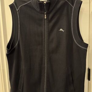 Tommy Bahama Black Knit Zip-Up Vest